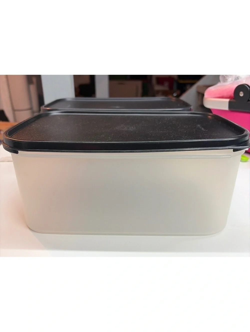 Tupperware Modular Mates CLEAR Rectangular #2 Container W/Black Seal #1609 NEW